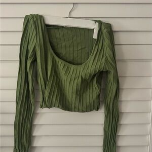 PacSun Olive Ribbed Long Sleeve Top